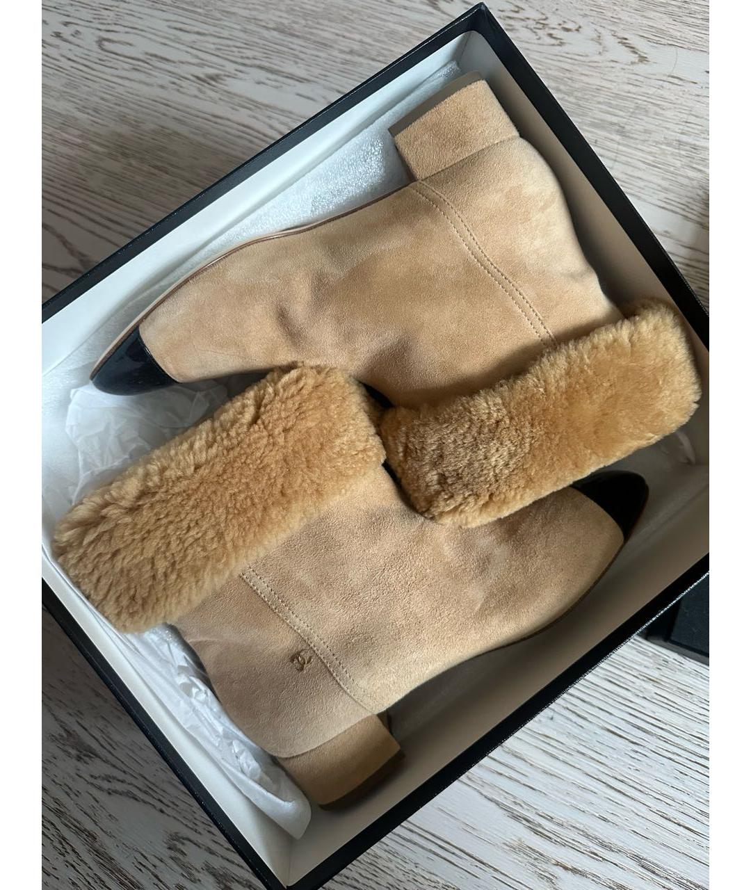 CHANEL Бежевые замшевые полусапоги, фото 5
