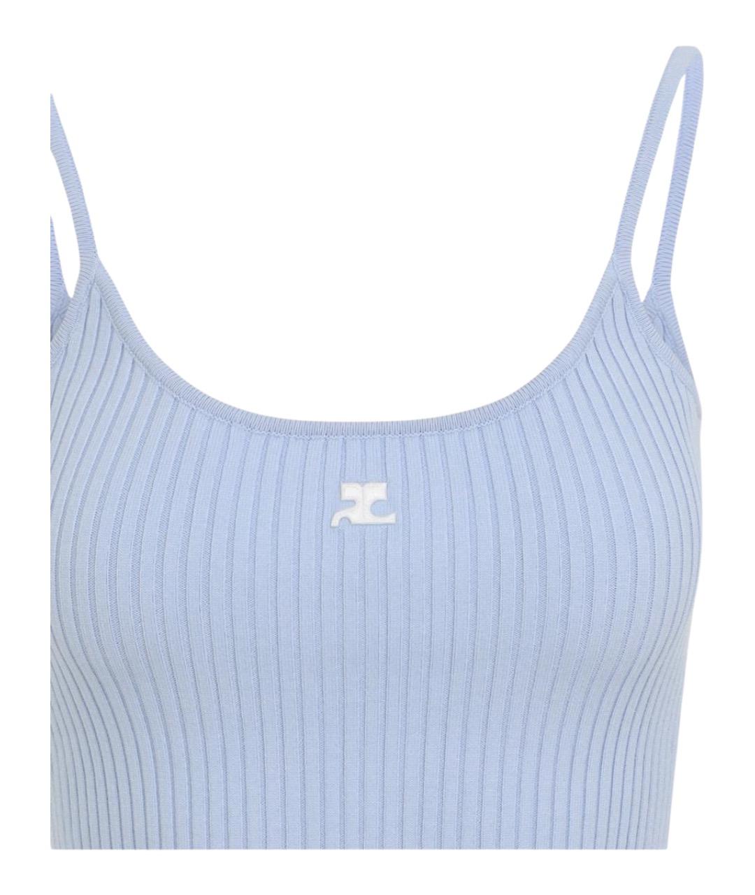 COURREGES Синяя полиэстеровая майка, фото 3