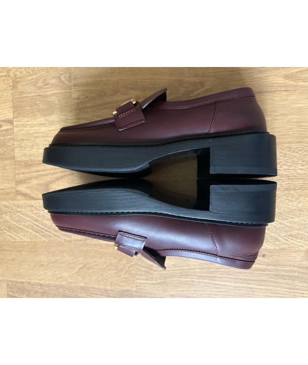 LOUIS VUITTON Бордовые кожаные лоферы, фото 4