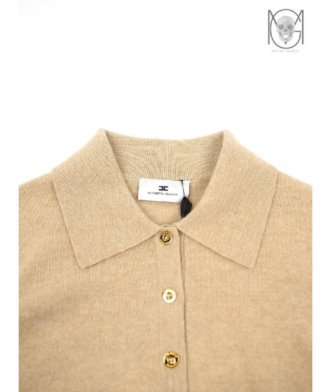 ELISABETTA FRANCHI Бежевый кашемировый джемпер / свитер, фото 3