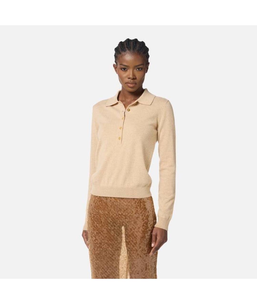 ELISABETTA FRANCHI Бежевый кашемировый джемпер / свитер, фото 6