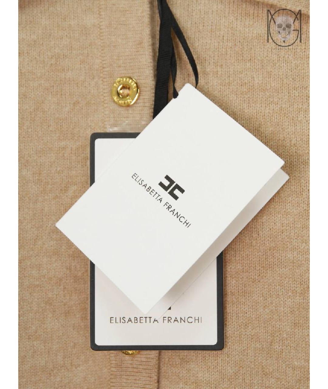 ELISABETTA FRANCHI Бежевый кашемировый джемпер / свитер, фото 8