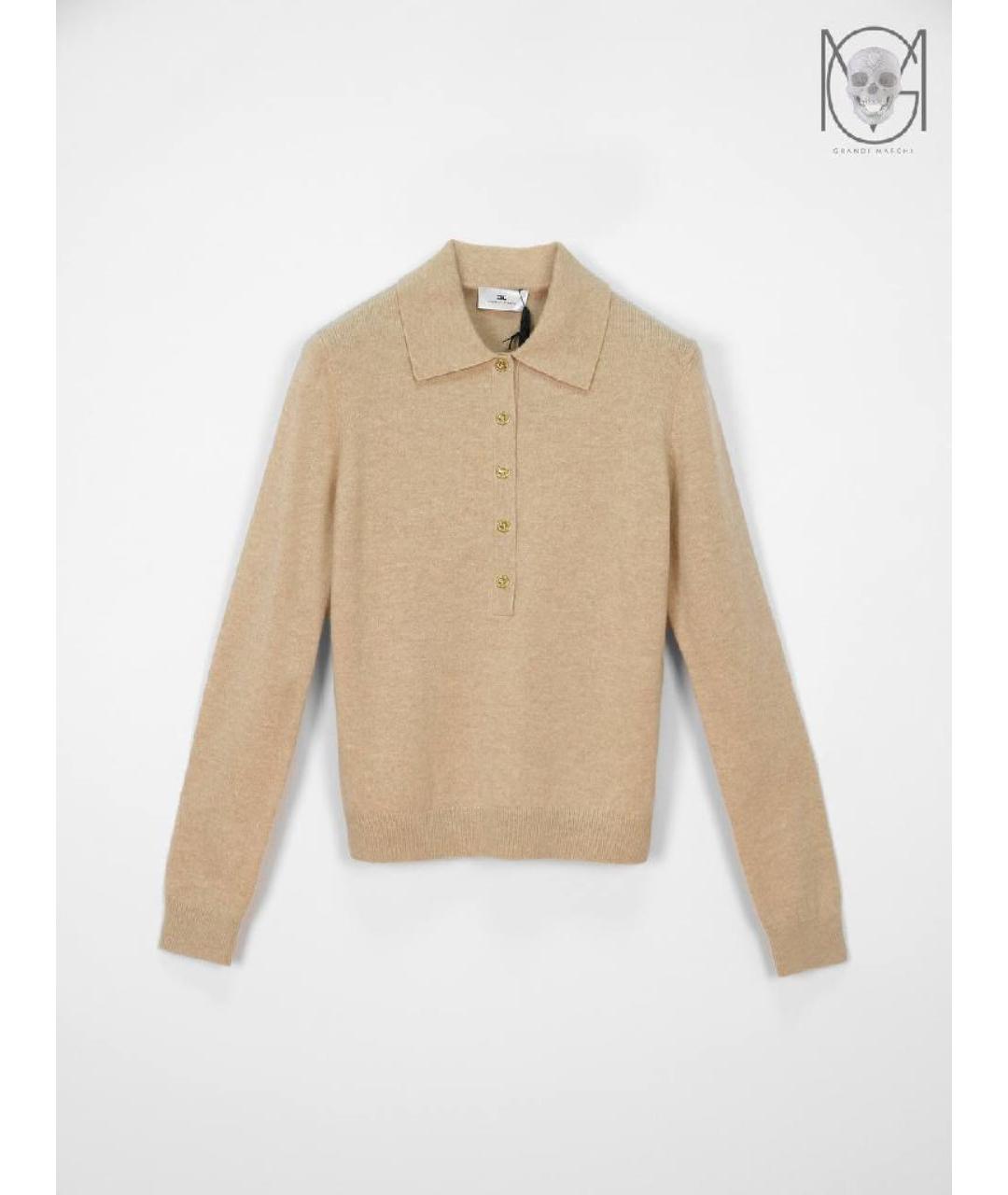 ELISABETTA FRANCHI Бежевый кашемировый джемпер / свитер, фото 10