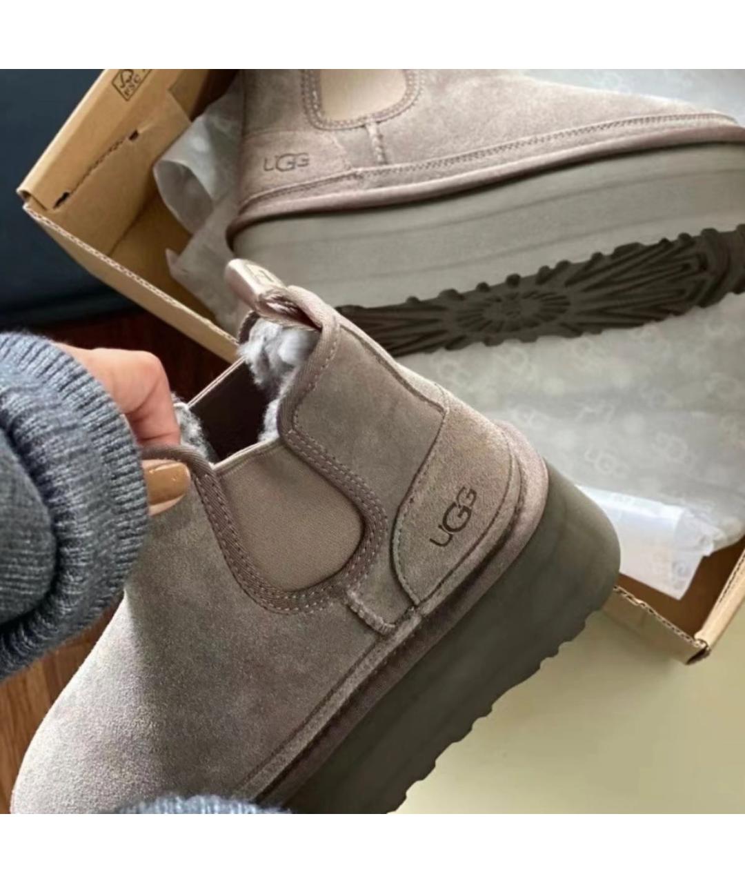 UGG AUSTRALIA Бежевые замшевые ботинки, фото 5