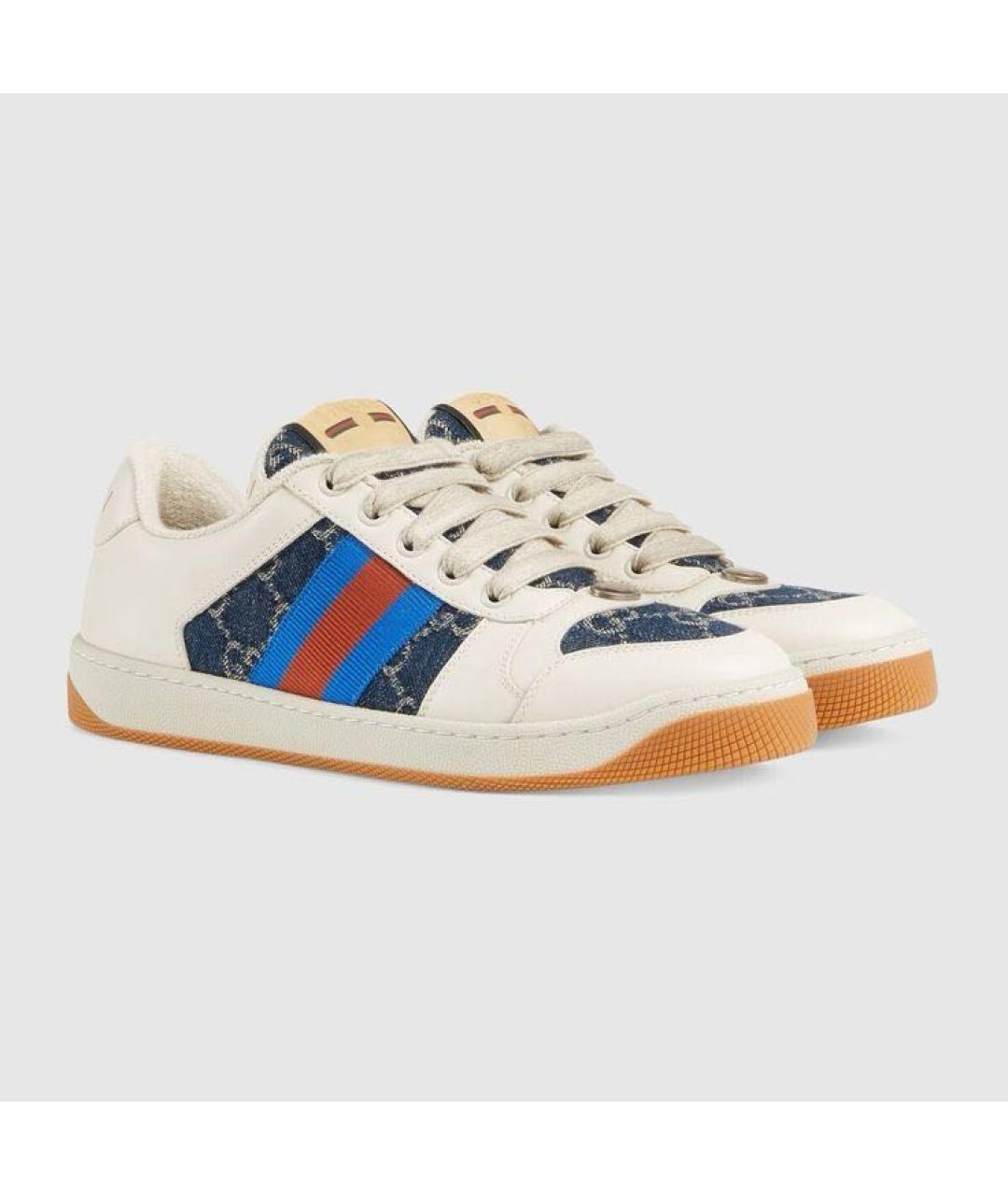 GUCCI Бежевые кожаные кроссовки, фото 2