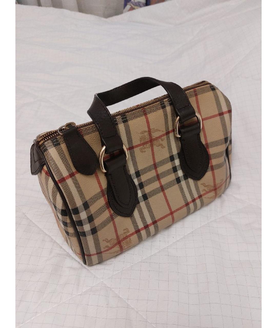 BURBERRY Бежевая кожаная сумка с короткими ручками, фото 9