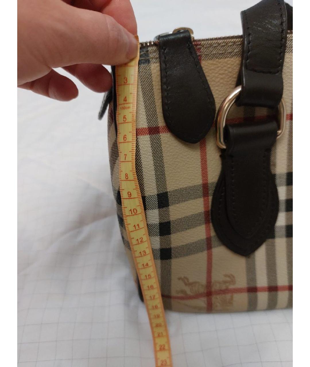 BURBERRY Бежевая кожаная сумка с короткими ручками, фото 8