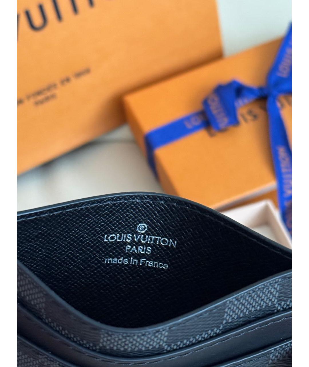 LOUIS VUITTON Черный кожаный кардхолдер, фото 4
