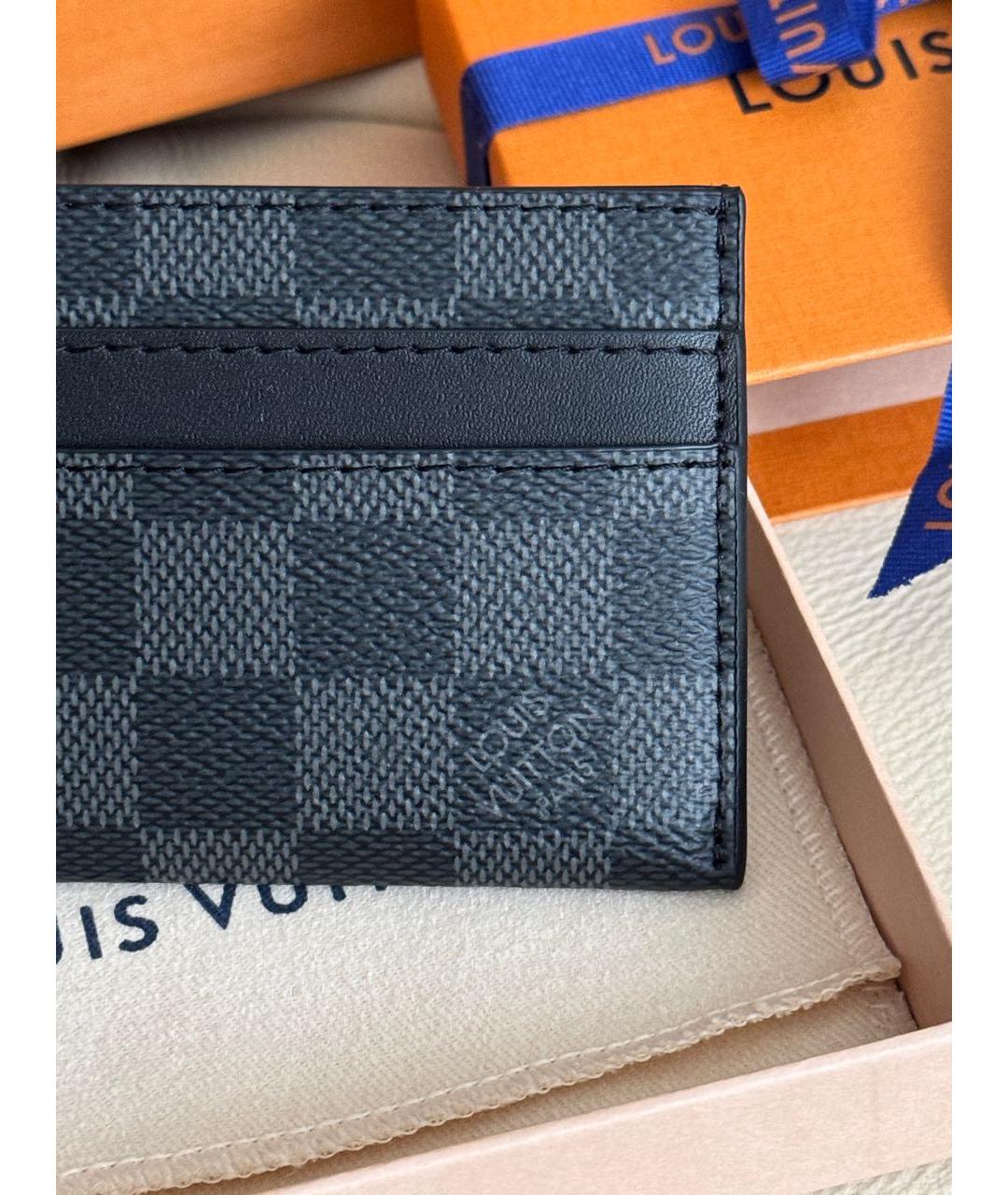 LOUIS VUITTON Черный кожаный кардхолдер, фото 3