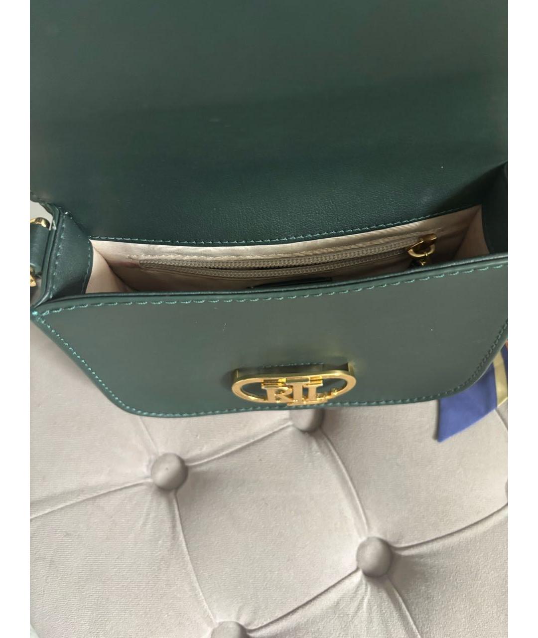 POLO RALPH LAUREN Зеленая кожаная сумка через плечо, фото 8