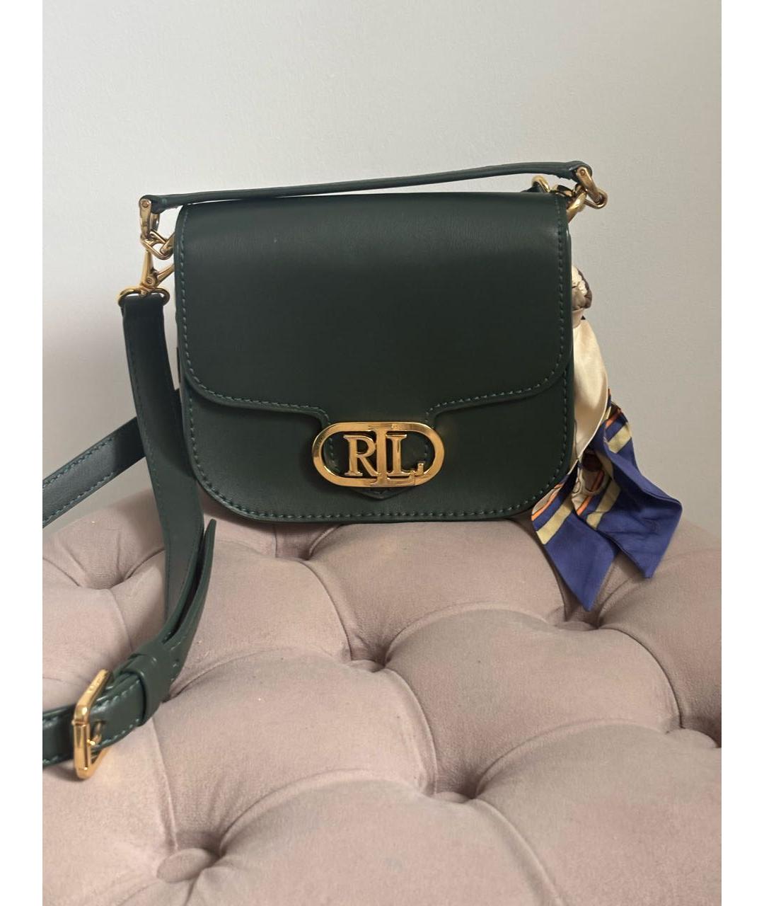 POLO RALPH LAUREN Зеленая кожаная сумка через плечо, фото 9