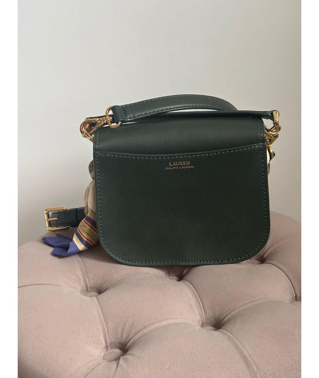 POLO RALPH LAUREN Зеленая кожаная сумка через плечо, фото 2