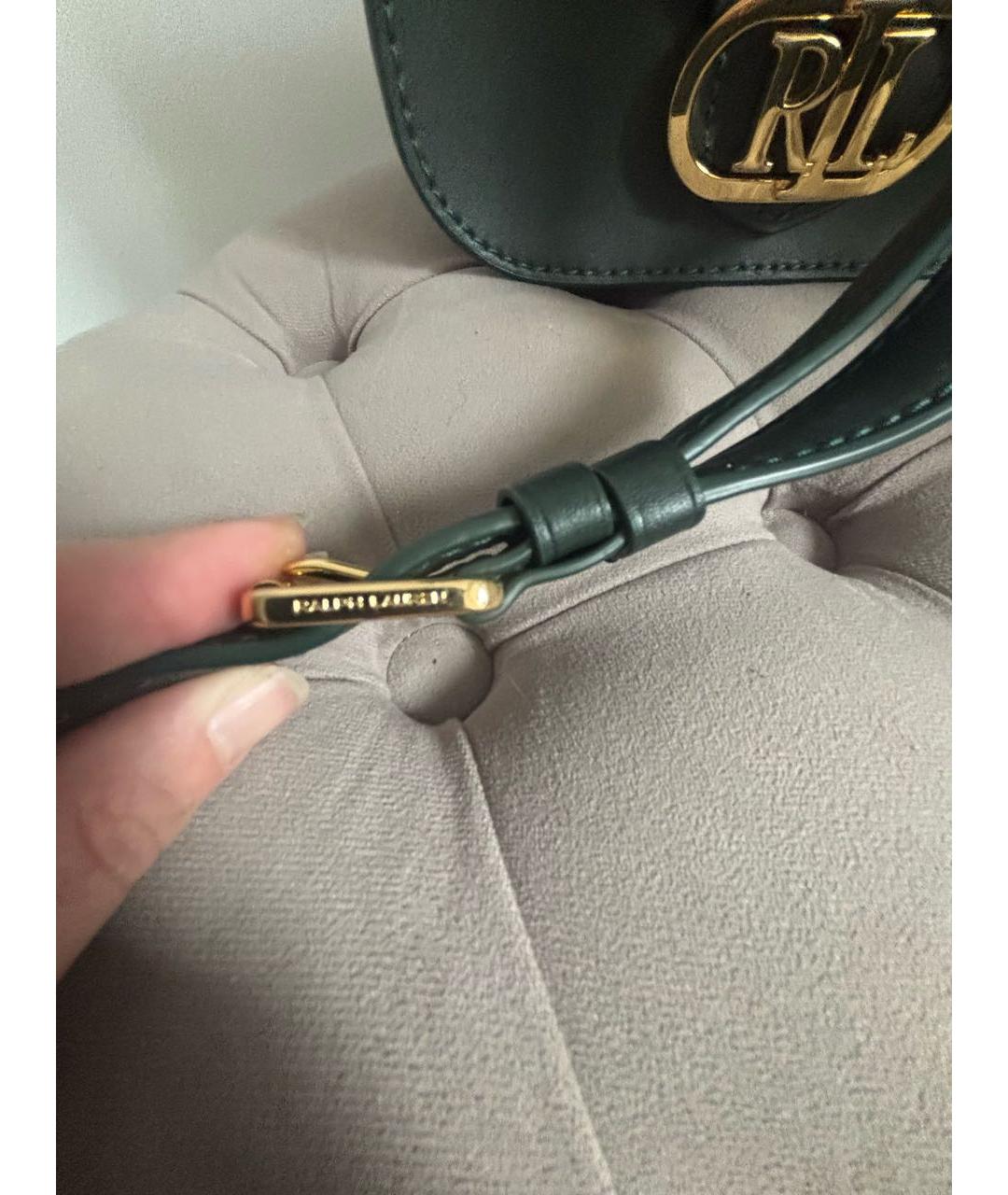 POLO RALPH LAUREN Зеленая кожаная сумка через плечо, фото 6