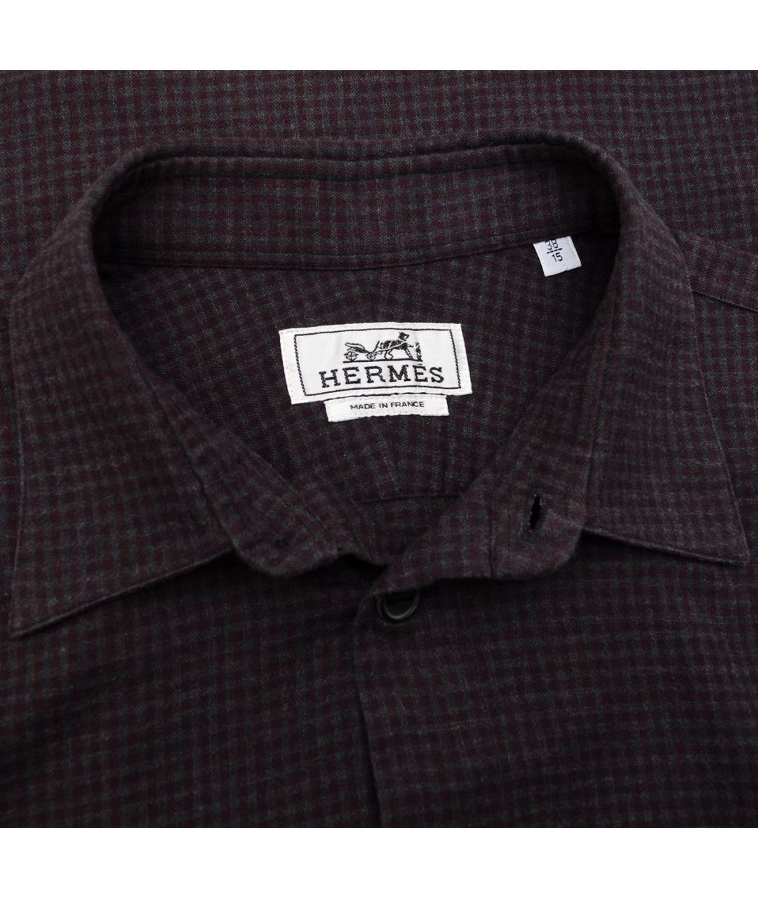 HERMES Бордовая хлопковая кэжуал рубашка, фото 4