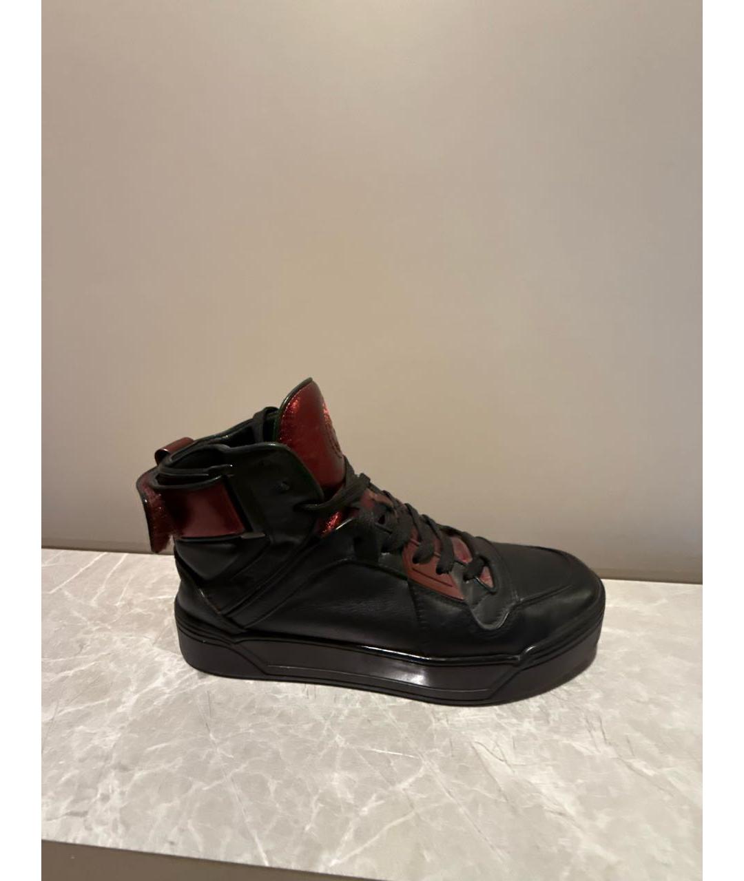 GUCCI Черные кожаные кроссовки, фото 6