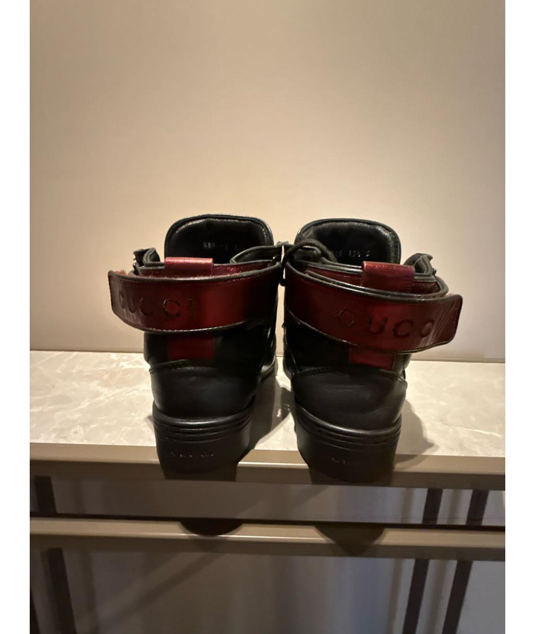 GUCCI Черные кожаные кроссовки, фото 4