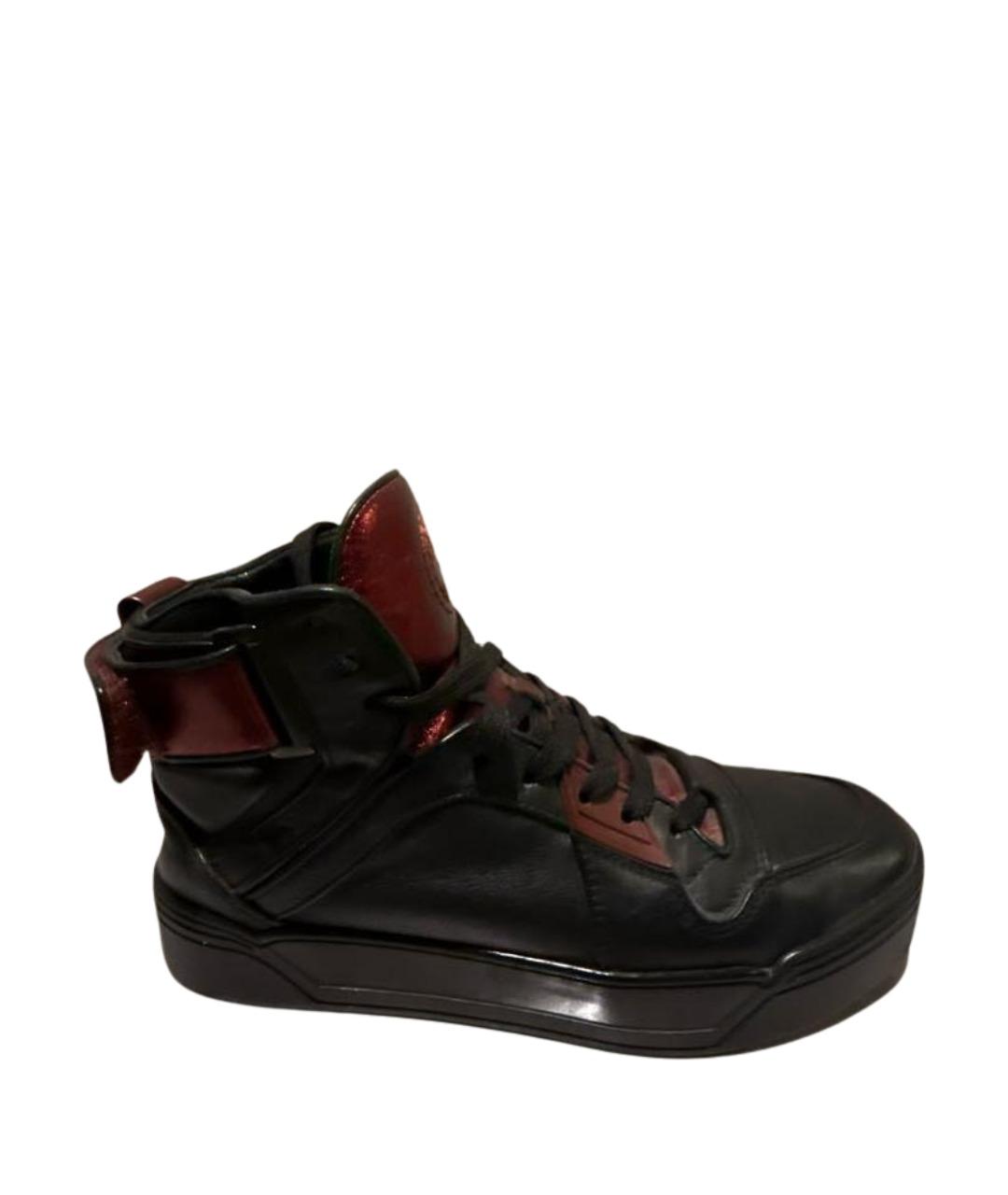 GUCCI Черные кожаные кроссовки, фото 1