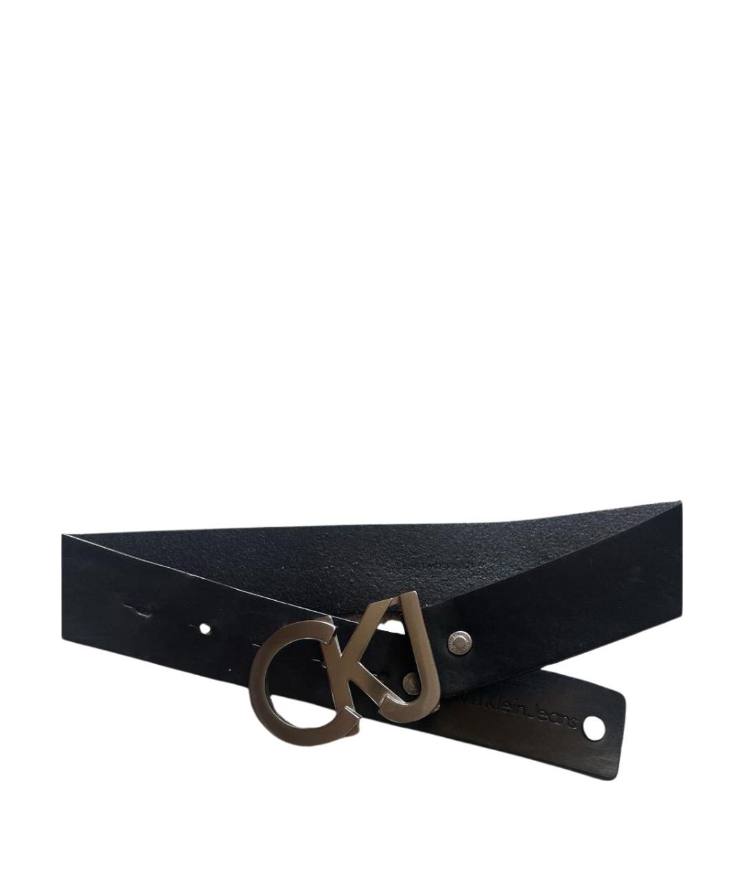 CALVIN KLEIN Черный кожаный ремень, фото 1