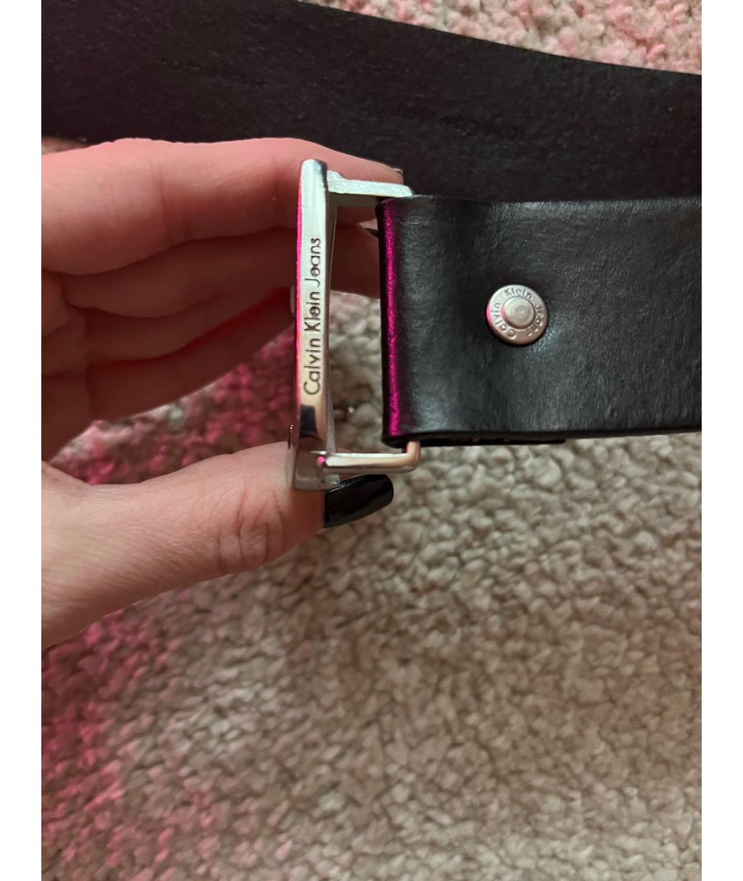 CALVIN KLEIN Черный кожаный ремень, фото 4