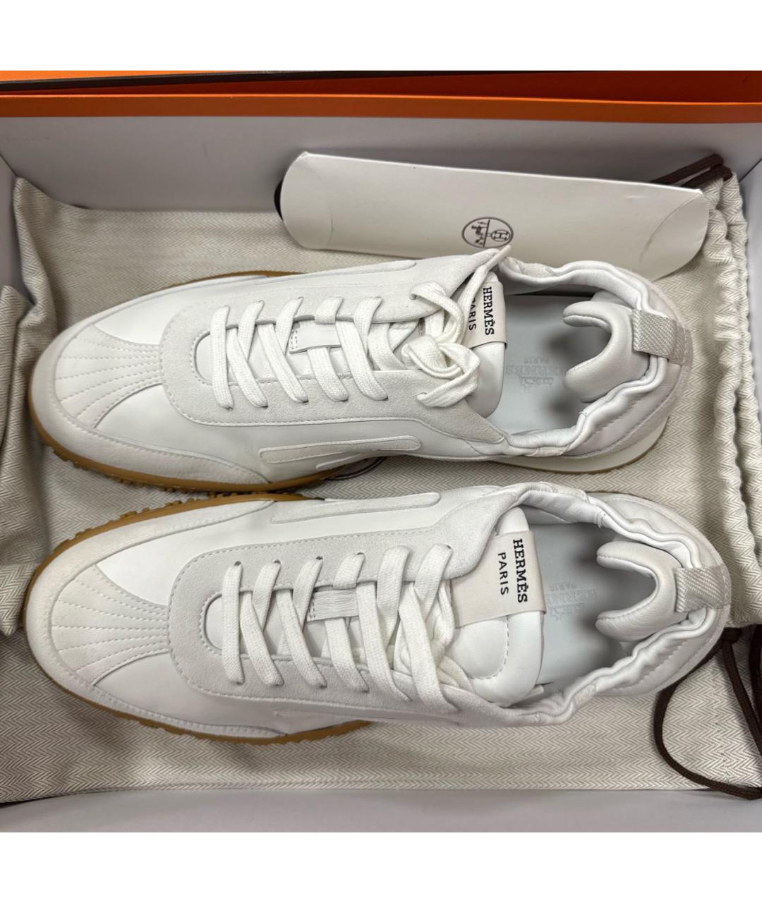 HERMES Белые кожаные низкие кроссовки / кеды, фото 3