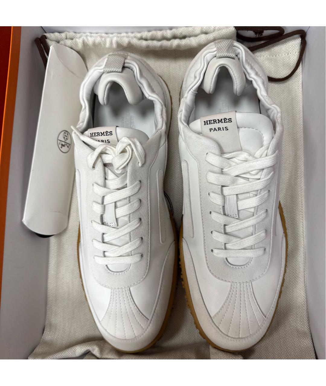 HERMES Белые кожаные низкие кроссовки / кеды, фото 4