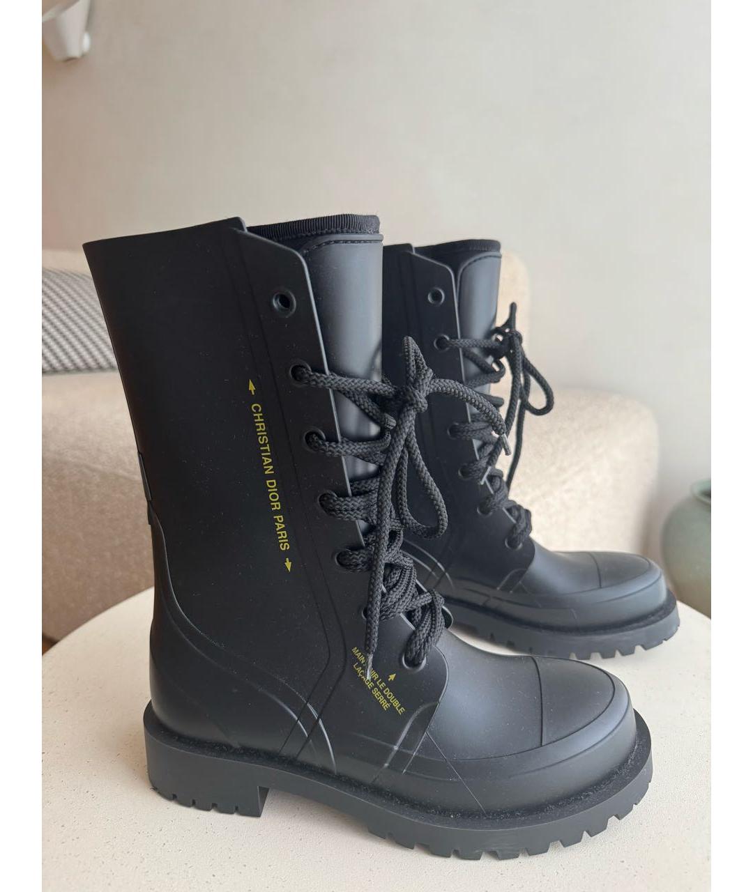 CHRISTIAN DIOR Черные резиновые ботинки, фото 4