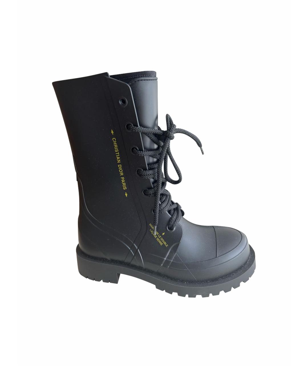 CHRISTIAN DIOR Черные резиновые ботинки, фото 1