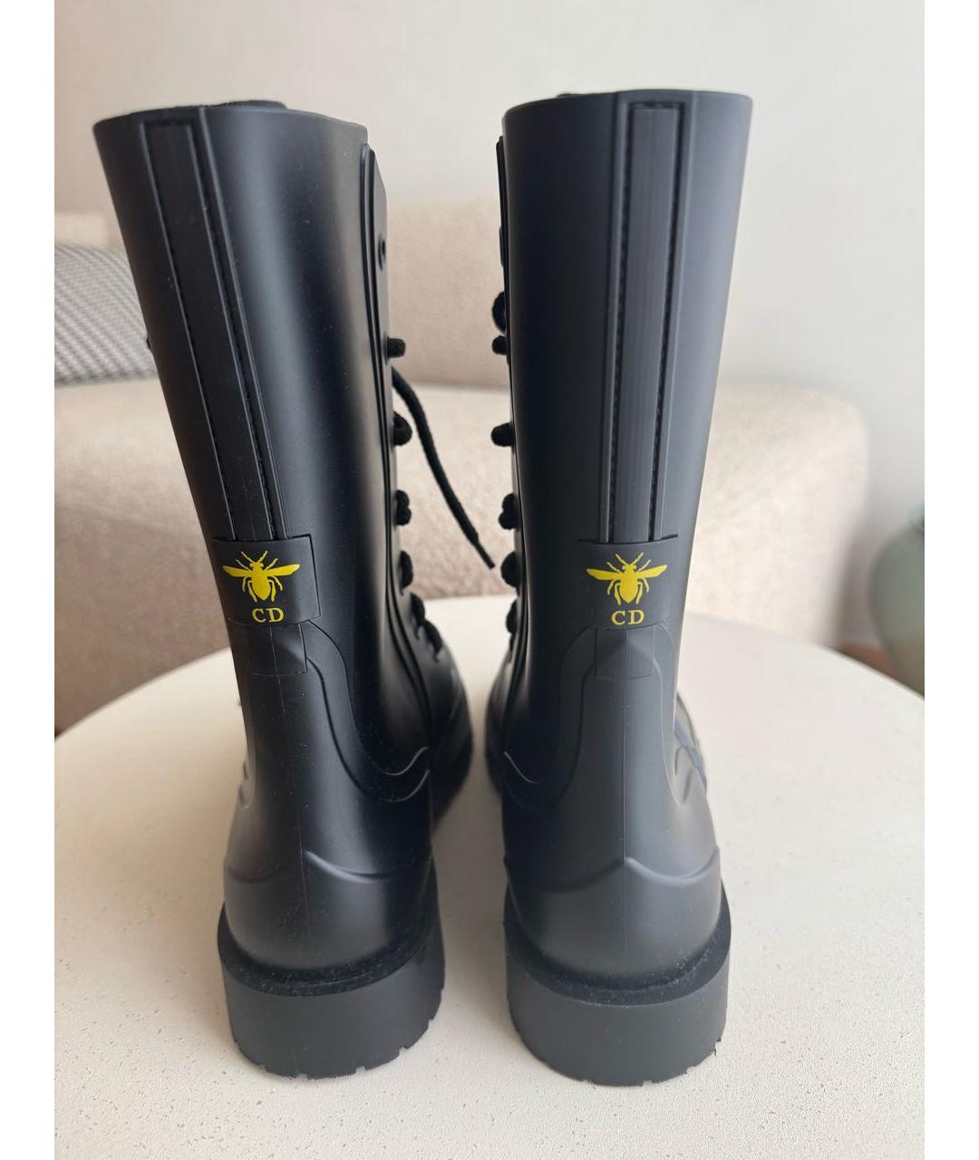 CHRISTIAN DIOR Черные резиновые ботинки, фото 3