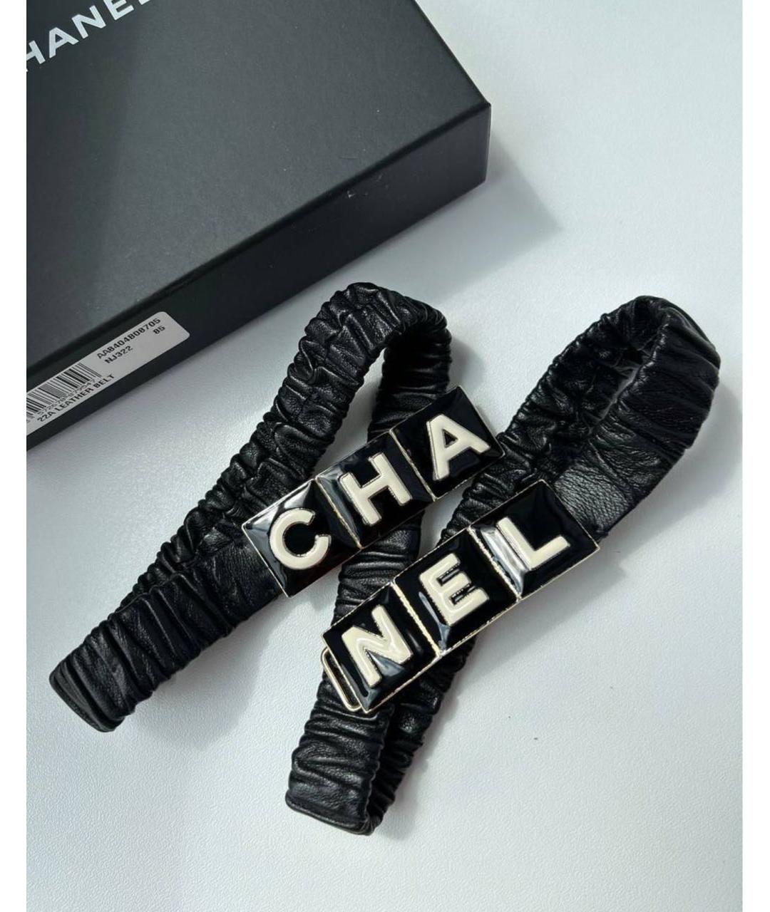 CHANEL Черный кожаный ремень, фото 2