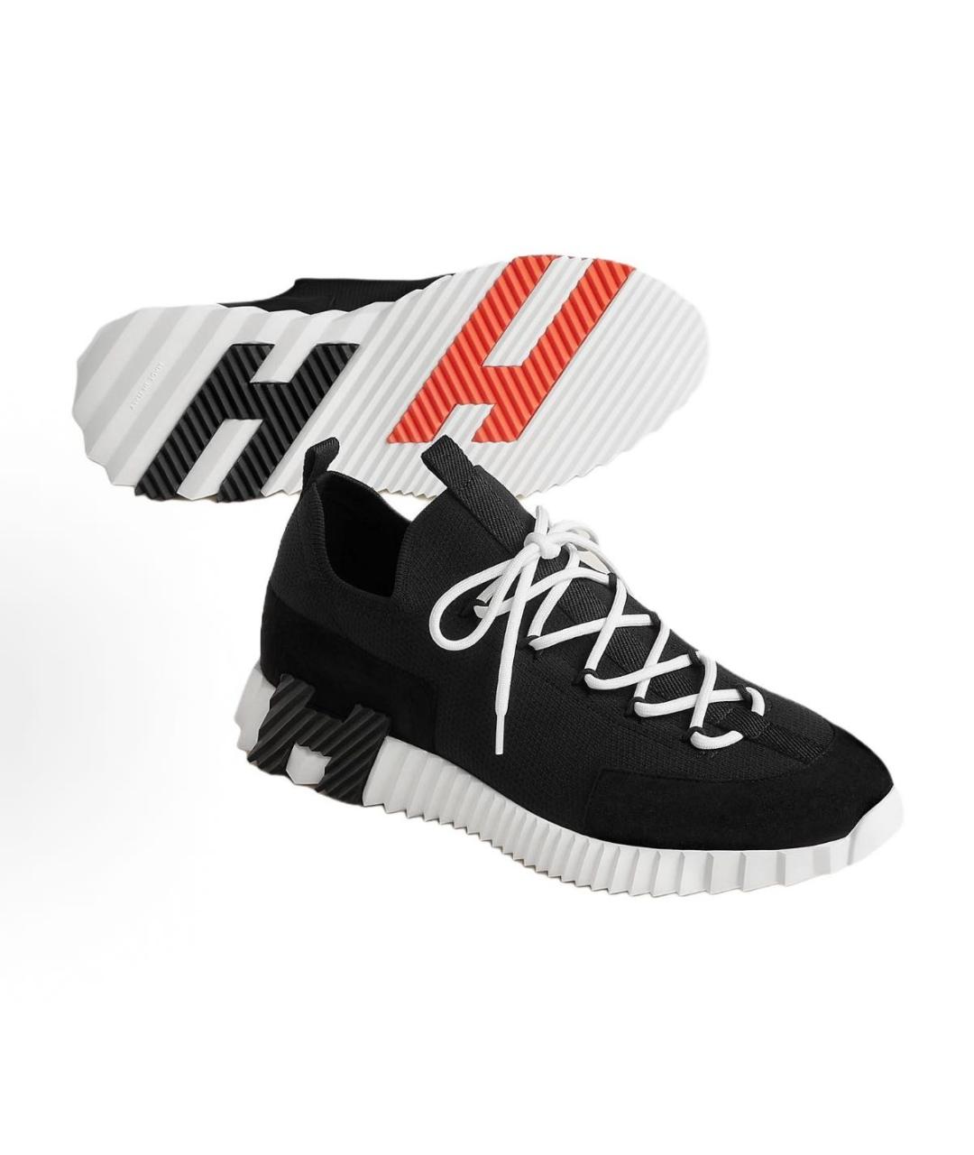 HERMES Черные текстильные низкие кроссовки / кеды, фото 4