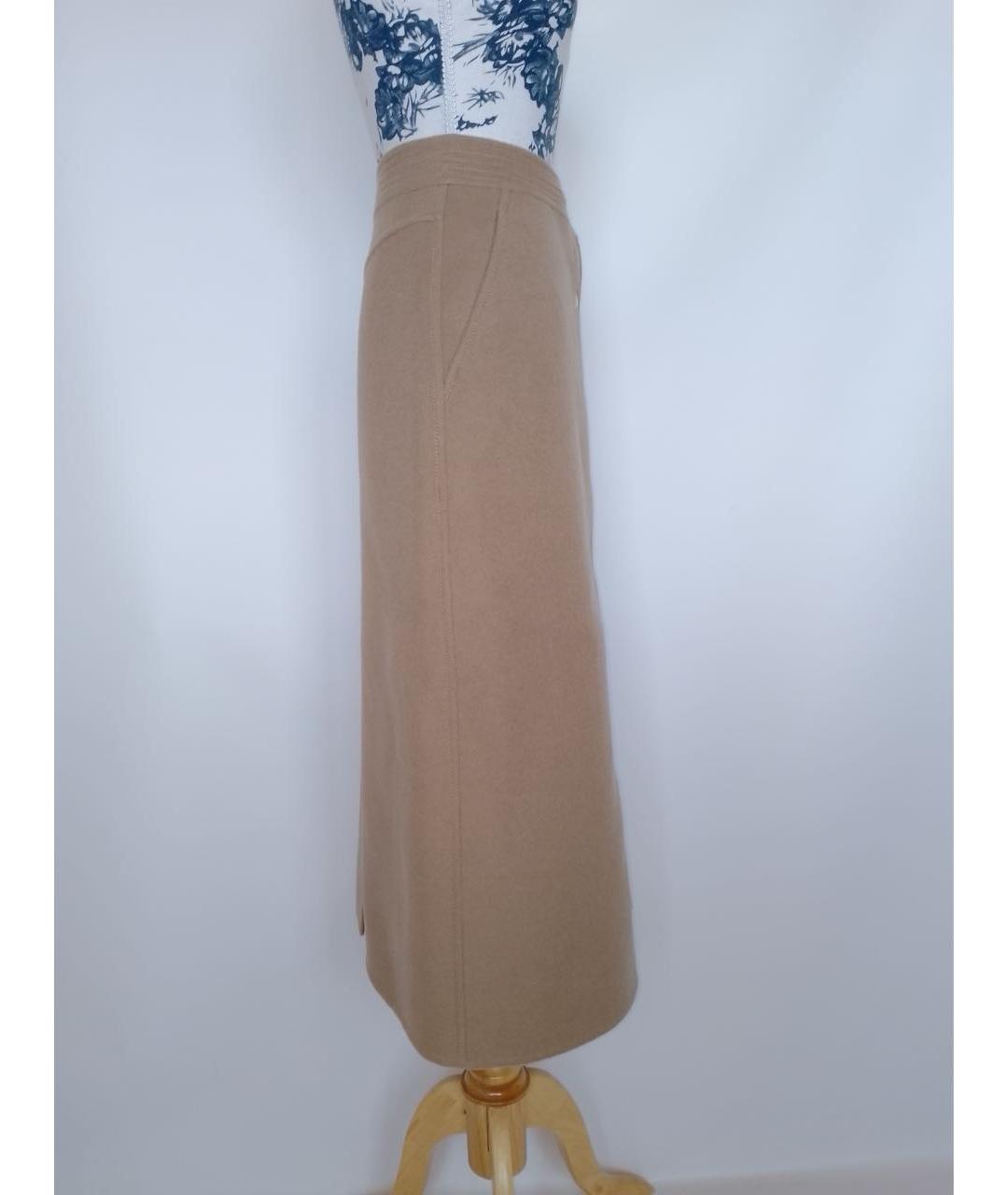 LOUIS VUITTON Бежевая шерстяная юбка миди, фото 4