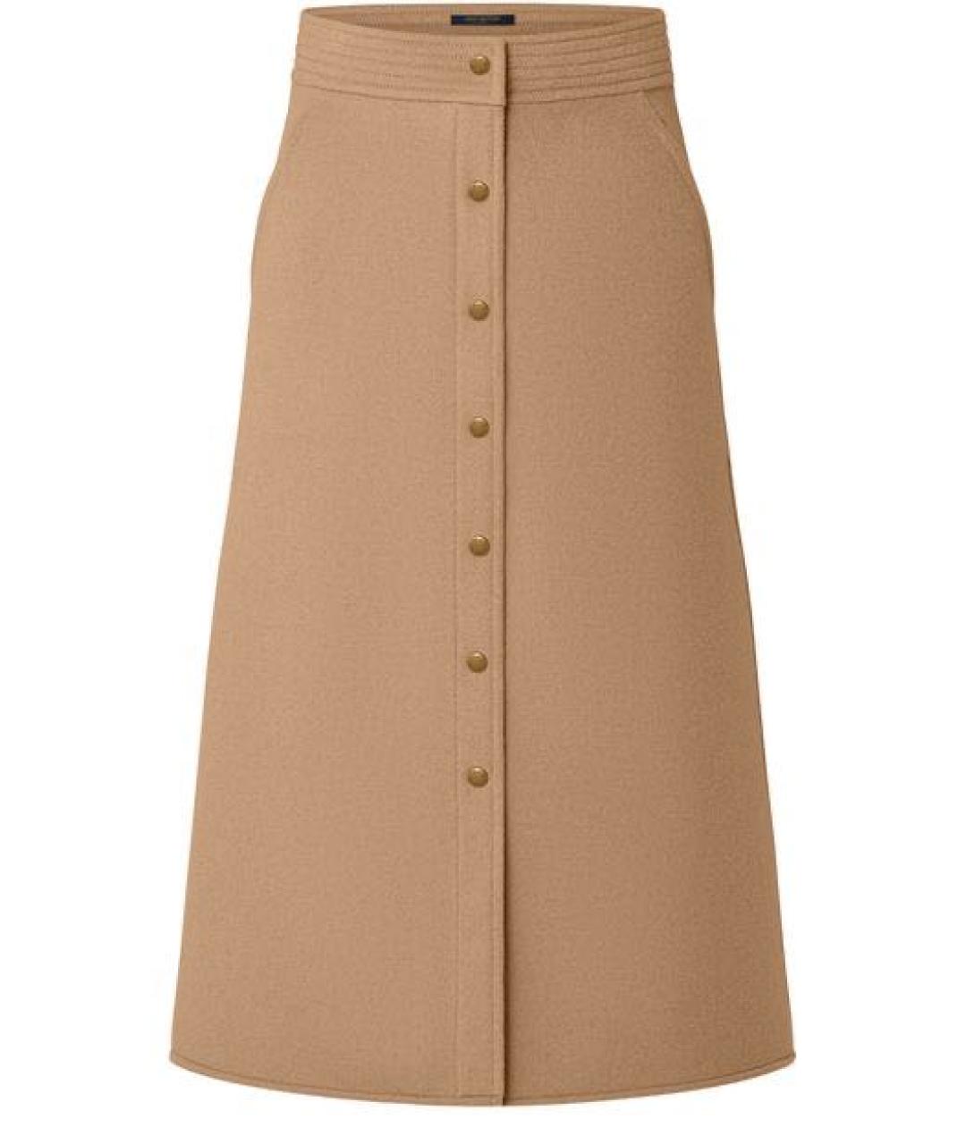 LOUIS VUITTON Бежевая шерстяная юбка миди, фото 9