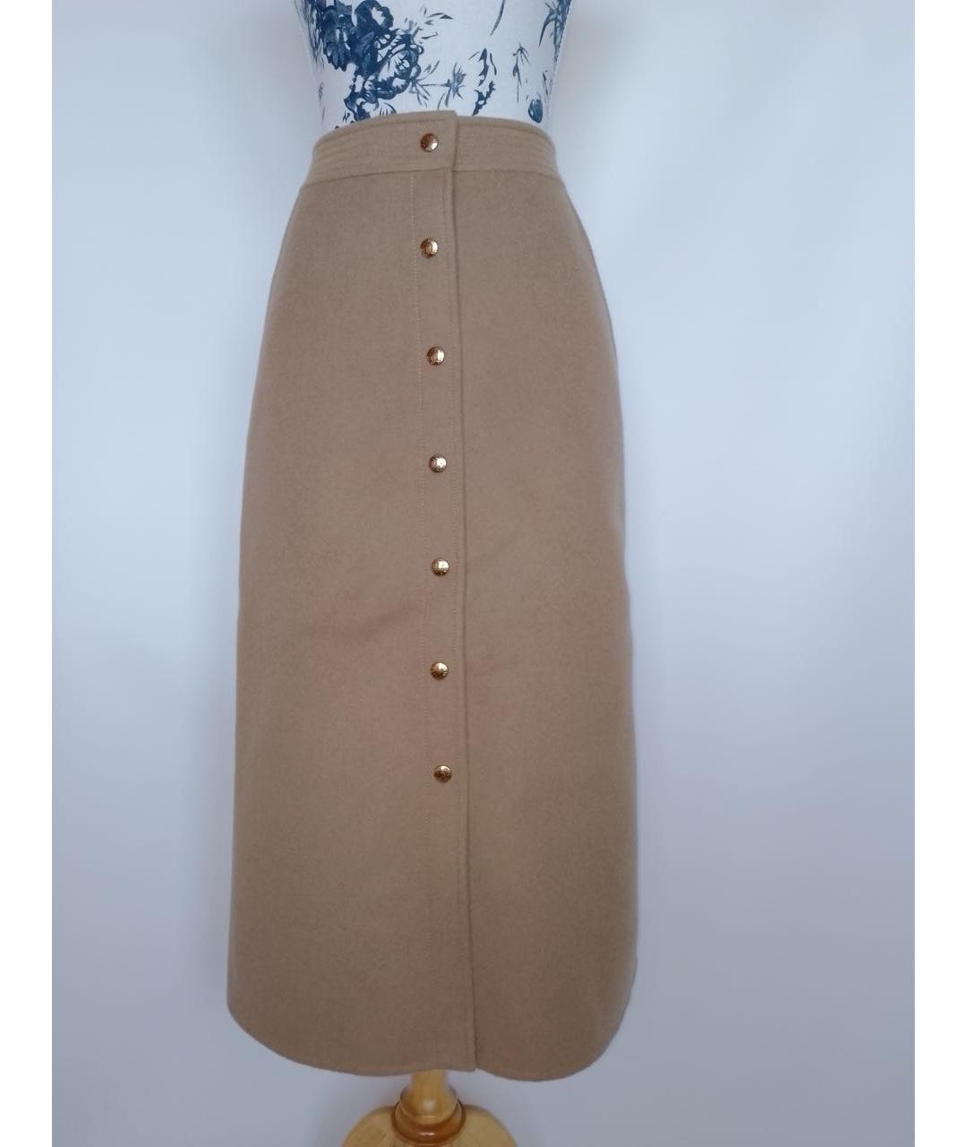 LOUIS VUITTON Бежевая шерстяная юбка миди, фото 3