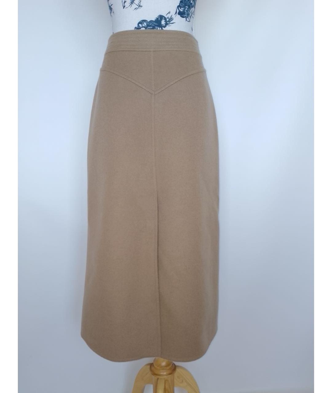 LOUIS VUITTON Бежевая шерстяная юбка миди, фото 5