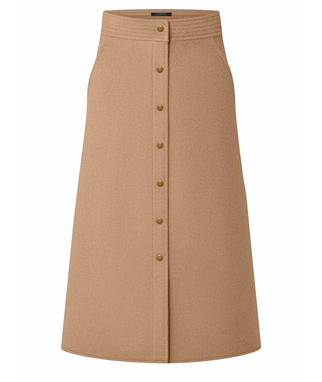 LOUIS VUITTON Бежевая шерстяная юбка миди, фото 1
