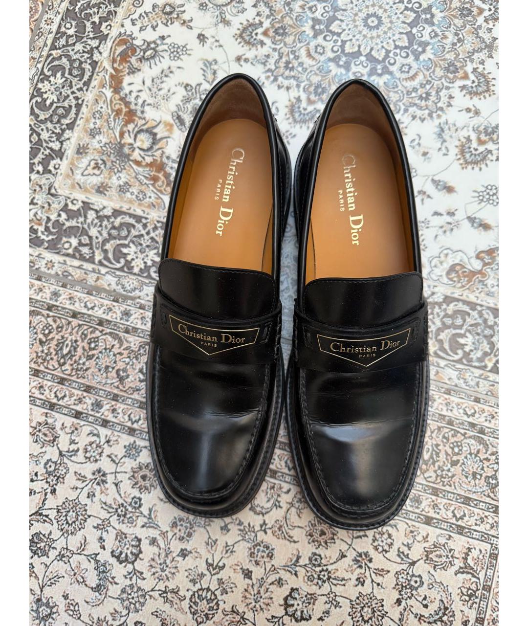 CHRISTIAN DIOR Черные кожаные лоферы, фото 3