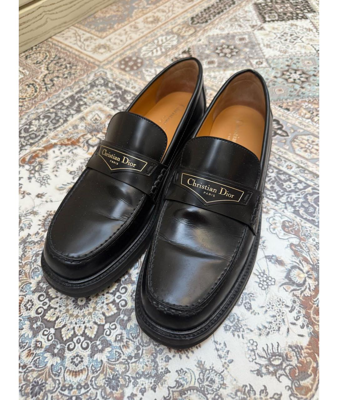 CHRISTIAN DIOR Черные кожаные лоферы, фото 2