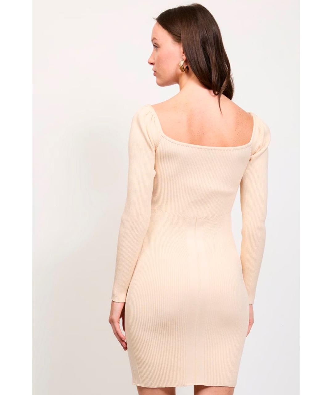 PINKO Бежевое вискозное коктейльное платье, фото 7