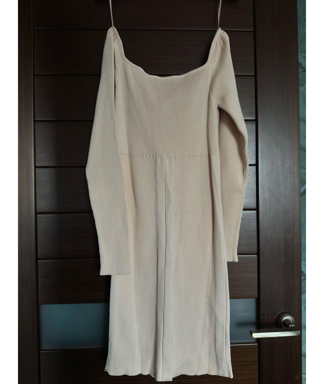 PINKO Бежевое вискозное коктейльное платье, фото 2