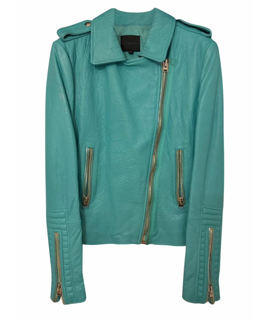 ELISABETTA FRANCHI Бирюзовая кожаная куртка, фото 1