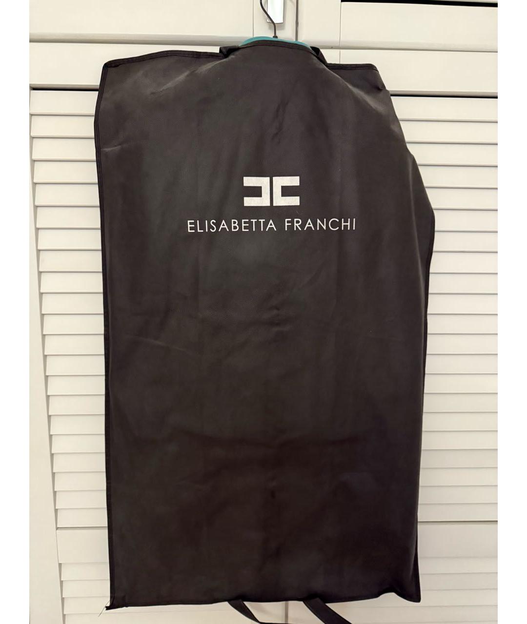 ELISABETTA FRANCHI Бирюзовая кожаная куртка, фото 4