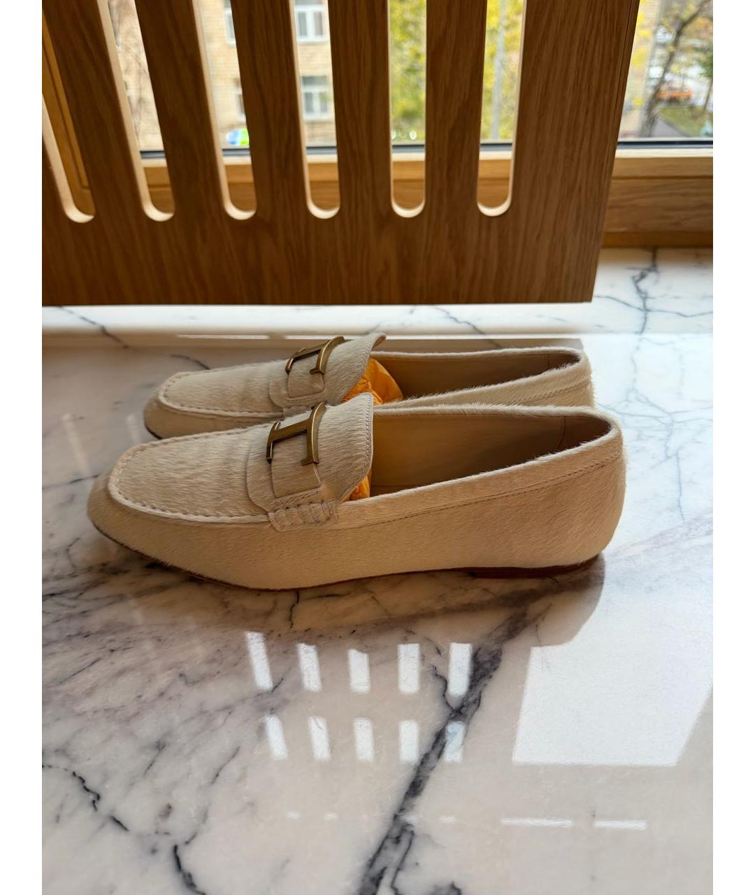 TOD'S Бежевые мокасины из экзотической кожи, фото 2