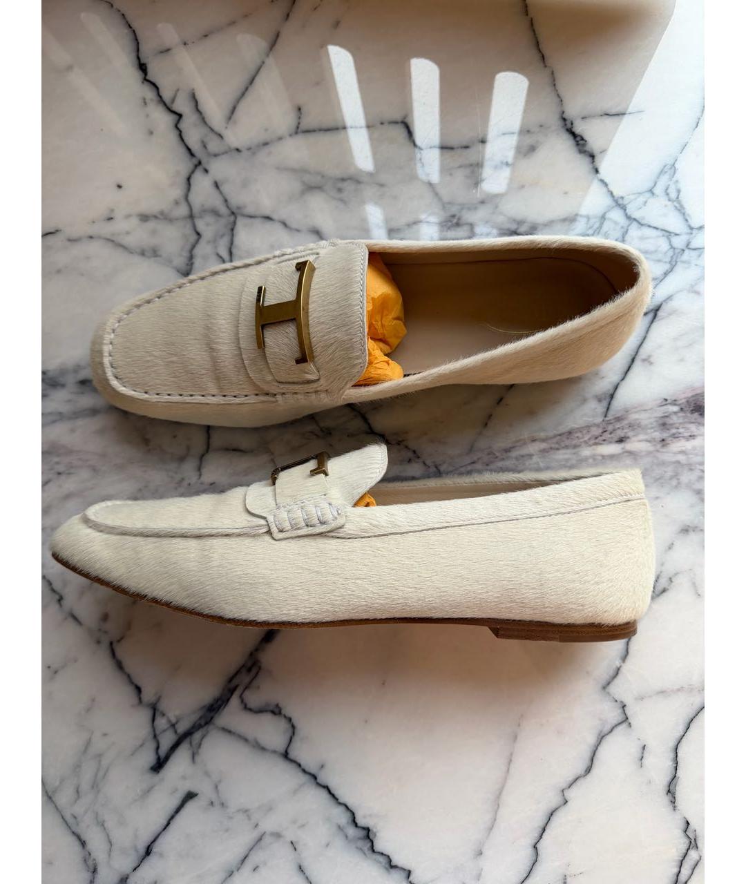 TOD'S Бежевые мокасины из экзотической кожи, фото 7