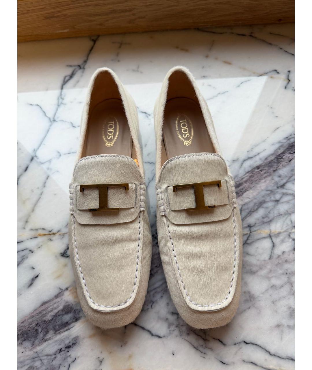 TOD'S Бежевые мокасины из экзотической кожи, фото 3