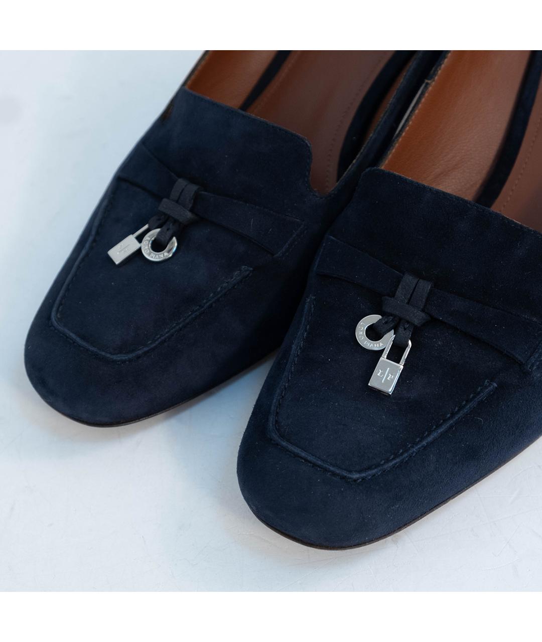 LORO PIANA Темно-синие замшевые туфли, фото 3