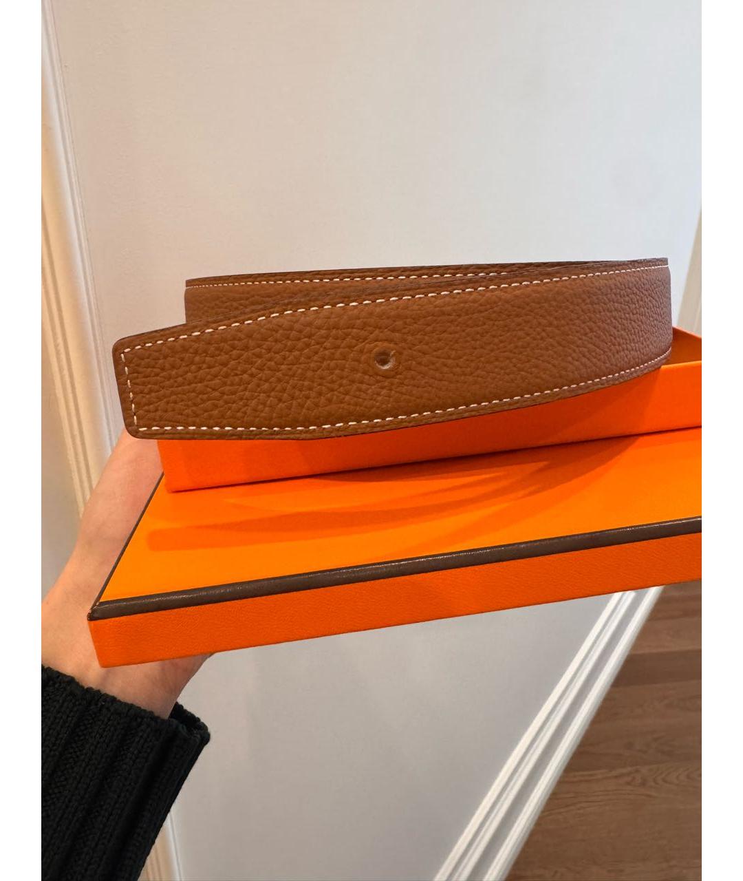 HERMES Коричневый кожаный ремень, фото 8