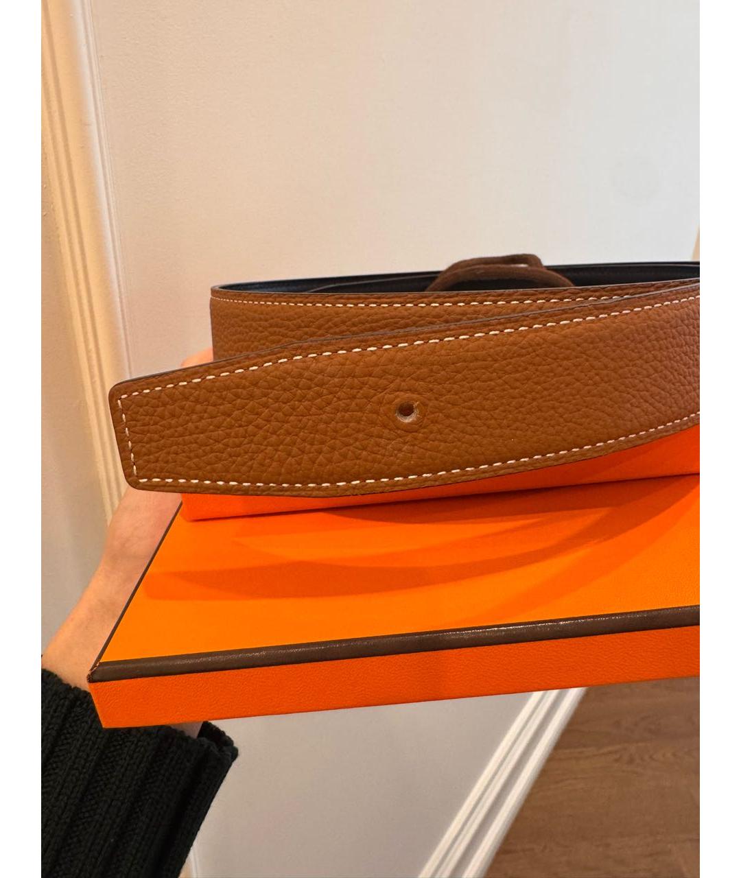 HERMES Коричневый кожаный ремень, фото 4