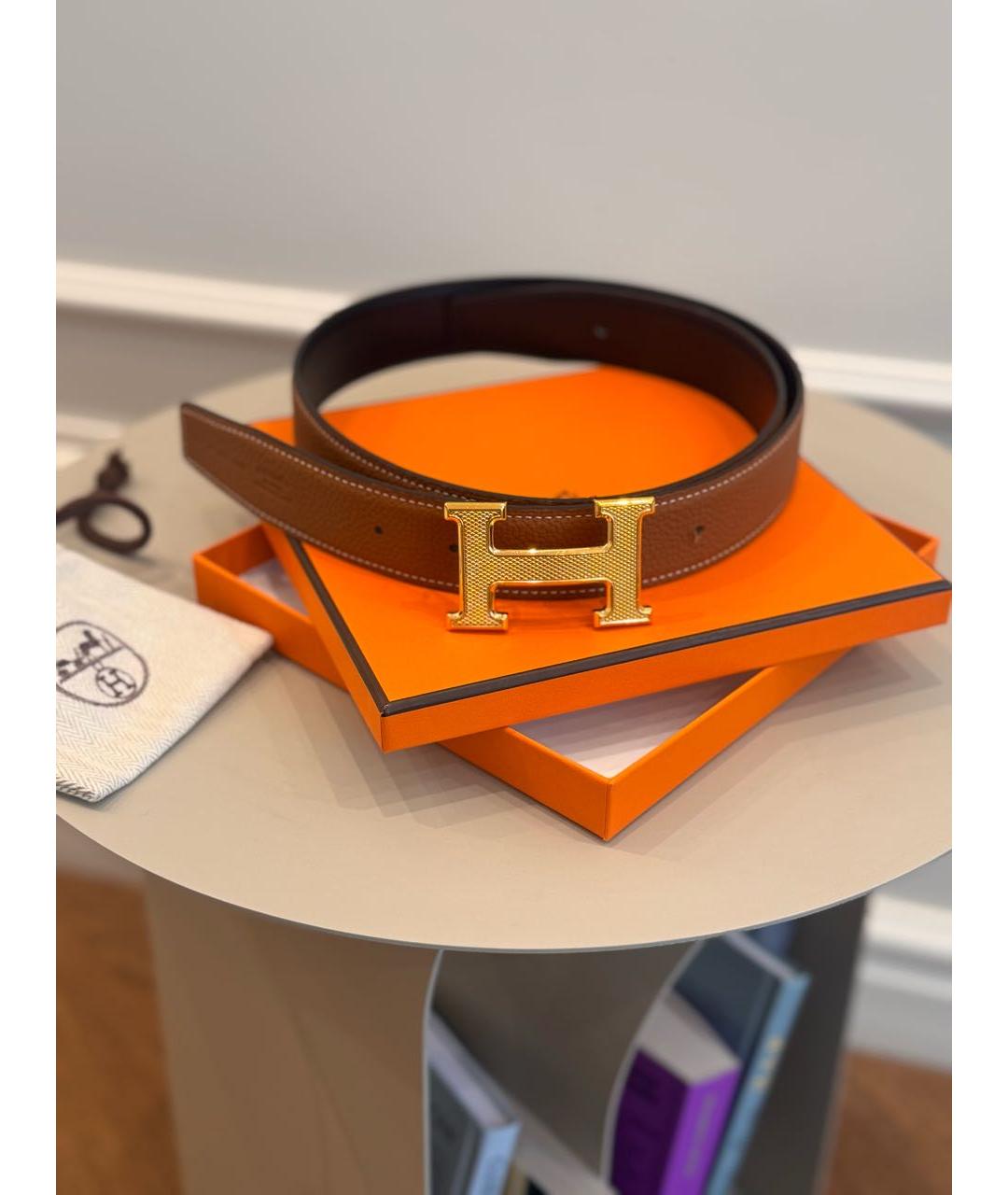 HERMES Коричневый кожаный ремень, фото 9