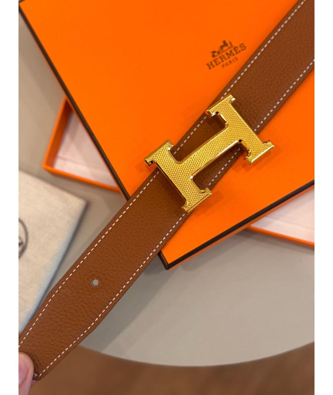 HERMES Коричневый кожаный ремень, фото 6