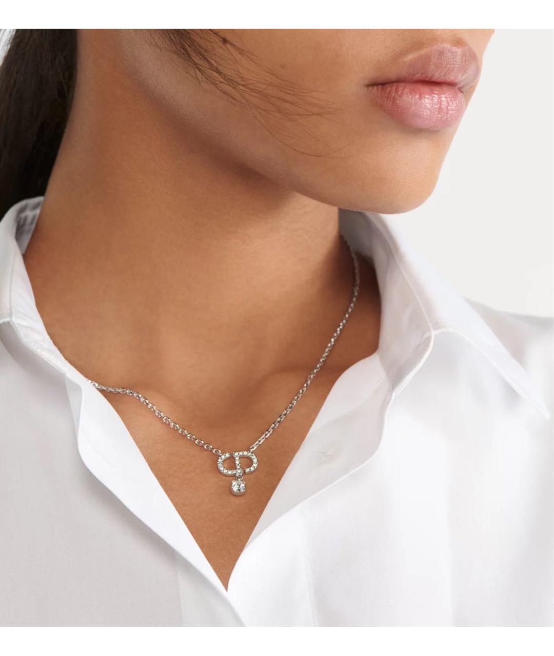CHRISTIAN DIOR Серебряное металлическое колье, фото 2